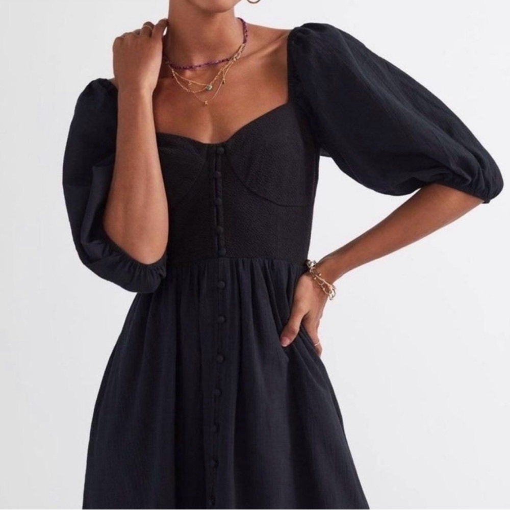 Maeve Puff Sleeve Mini Dress Black Size XL